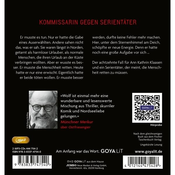 Buchcover mit Text, einem Männerporträt und einem QR-Code. Text auf Deutsch; Titel: 'Kommissarin gegen Serientäter'.