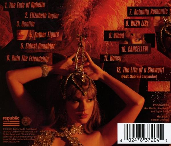 Albumcover: Frau mit aufwändigem Kopfschmuck, Text mit Songtiteln. Rotes und schwarzes Farbschema. Barcode unten rechts.