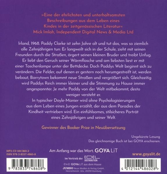 Buchcover mit Text. Titel auf Deutsch, Geschichte eines Jungen. Verlagslogo, ISBN und Barcode sichtbar.