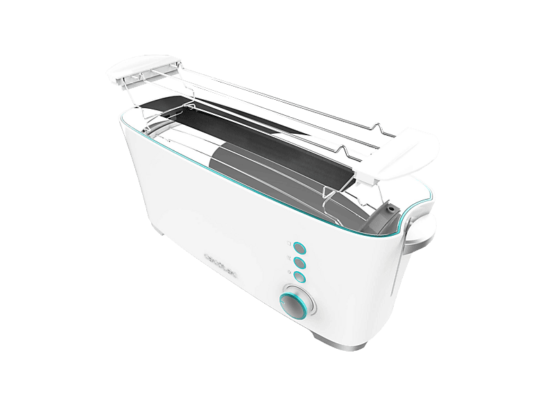 Tostadora - Cecotec Toast&Taste Extra W, 1000 1 ranura, 2 rebanadas, 7 niveles tostado, Blanco