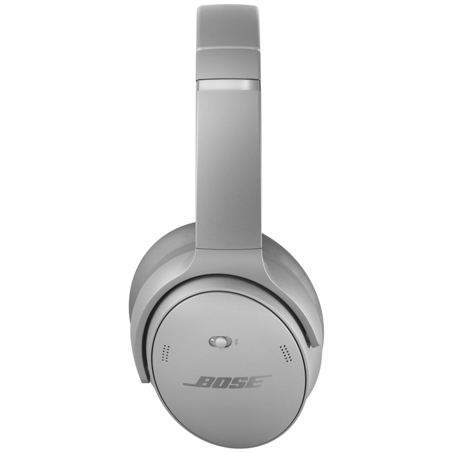 Silver Bose headphones on a white background. The headphones are shown from the side and front, with the Bose logo visible.