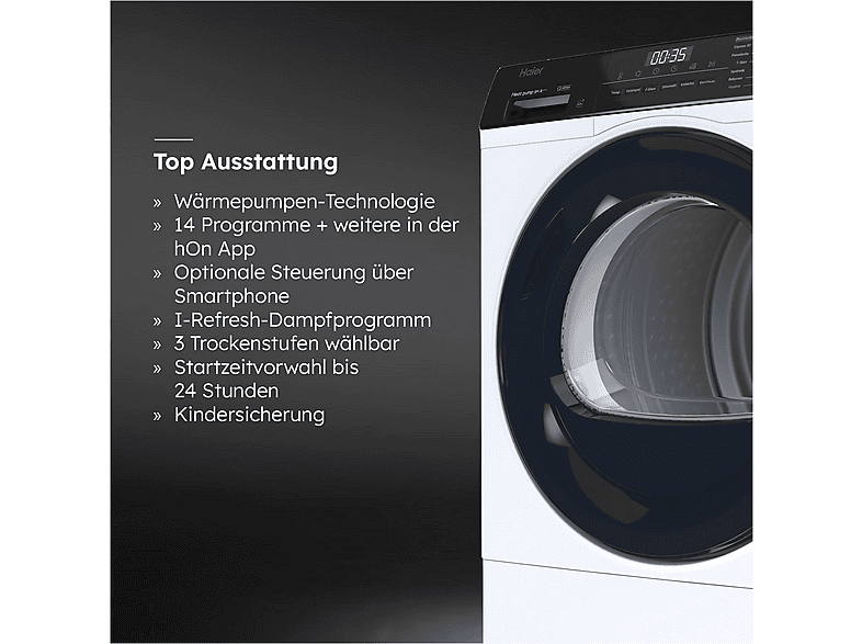 Thumbnail - HAIER HD91-A3939E-DE Wärmepumpentrockner I PRO 3 (9 kg, Weiß)