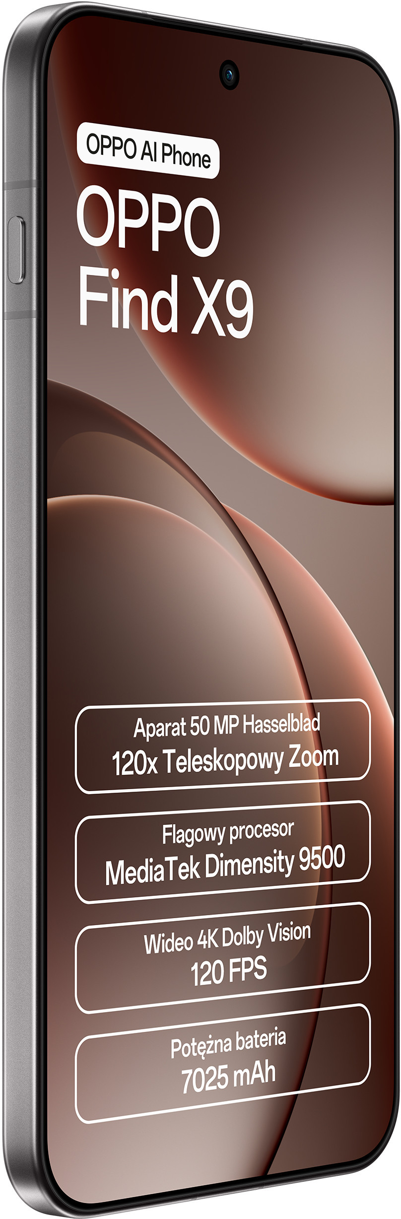 Telefon OPPO Find X9. Funkcje: aparat 50MP Hasselblad, zoom 120x, MediaTek Dimensity 9500, 4K Dolby Vision i bateria 7025mAh.