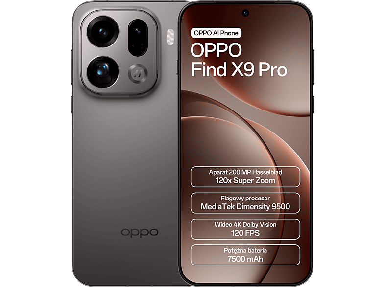 OPPO Find X9 Pro 16/512GB AI 6,78" 120Hz 50Mpix Brązowy