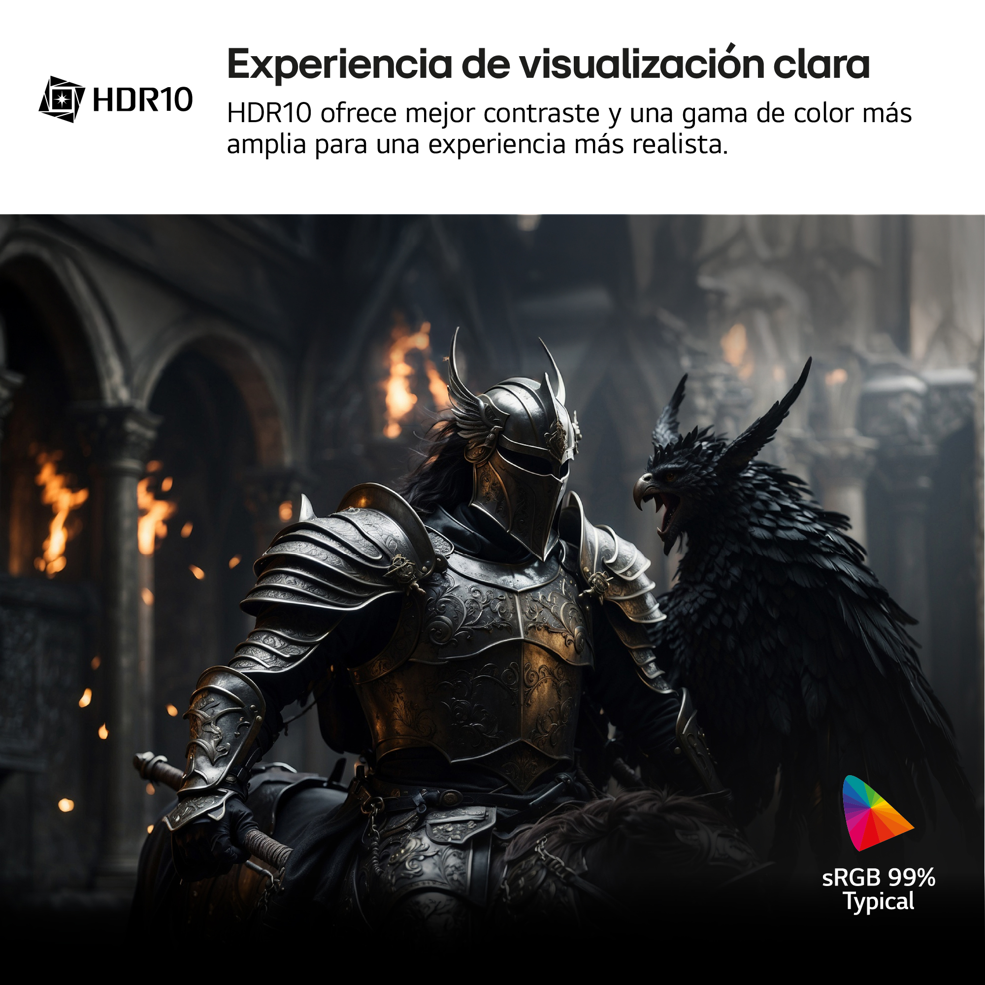 Experiencia de visualización clara. HDR10 ofrece mejor contraste y una gama de color más amplia para una experiencia más realista.