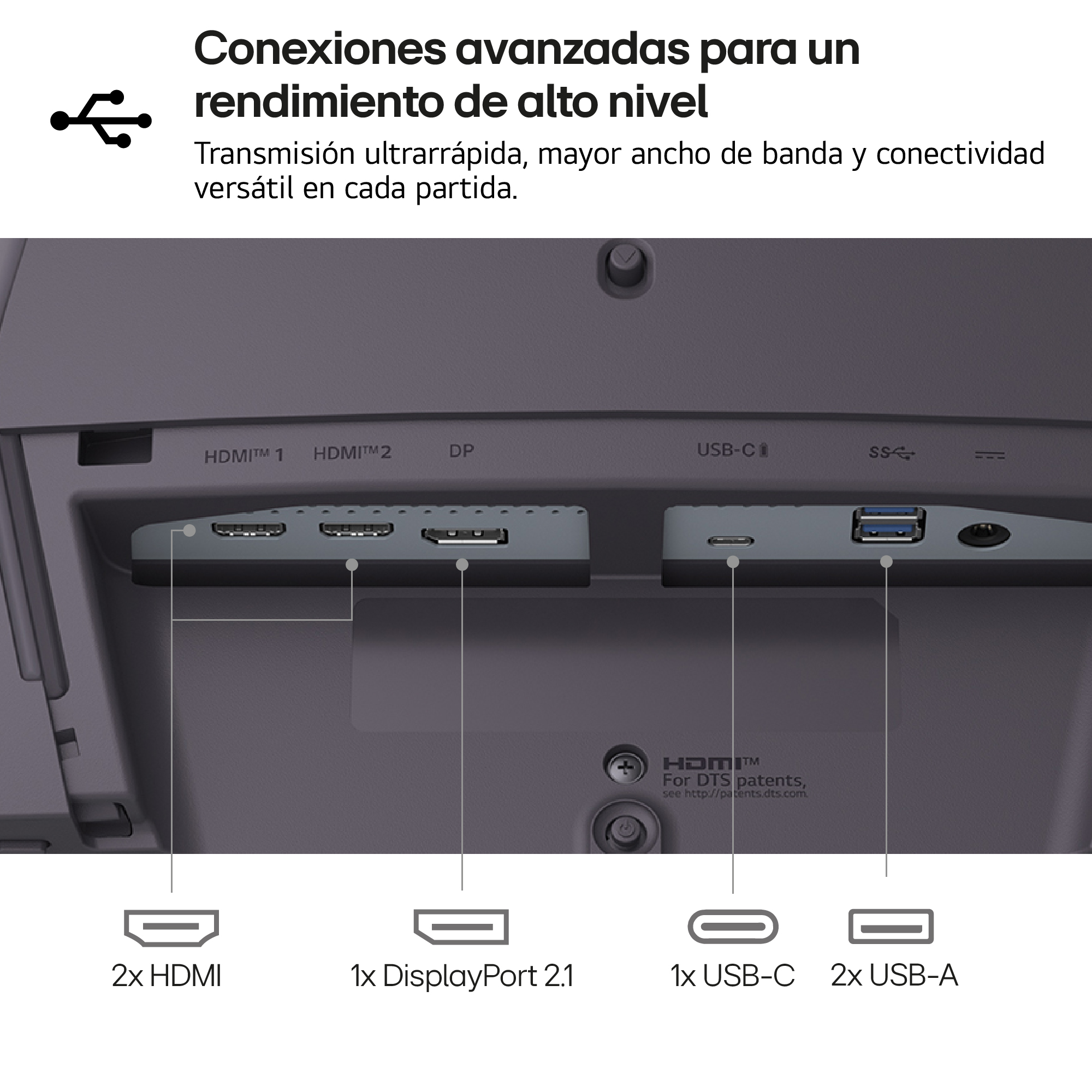 Conexiones avanzadas para un rendimiento de alto nivel. Transmisión ultrarrápida, mayor ancho de banda y conectividad versátil en cada partida.