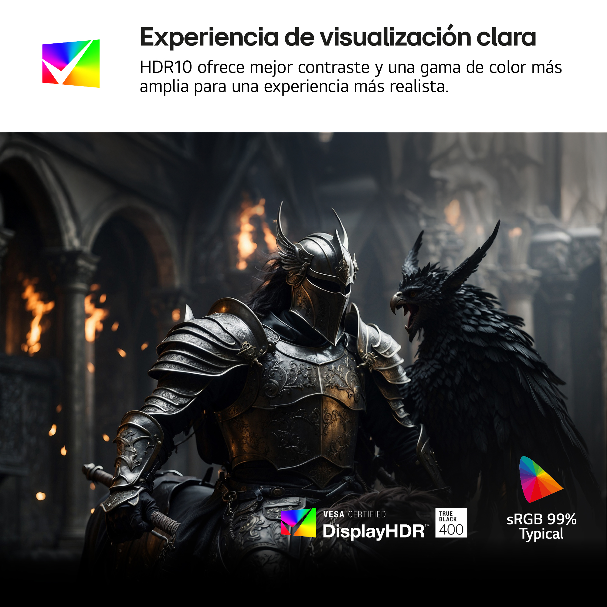 Experiencia de visualización clara. HDR10 ofrece mejor contraste y una gama de color más amplia para una experiencia más realista.
