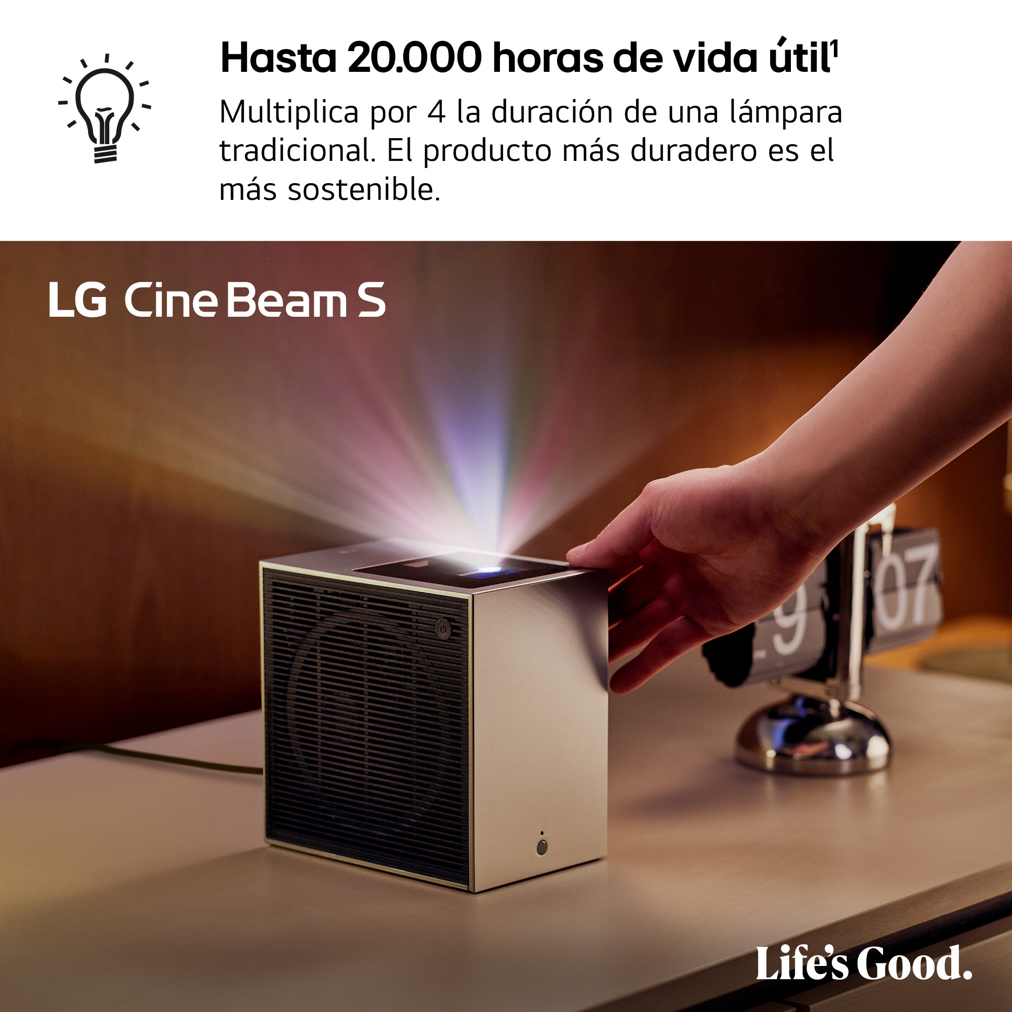 Hasta 20.000 horas de vida útil. Multiplica por 4 la duración de una lámpara tradicional. El producto más duradero es el más sostenible.