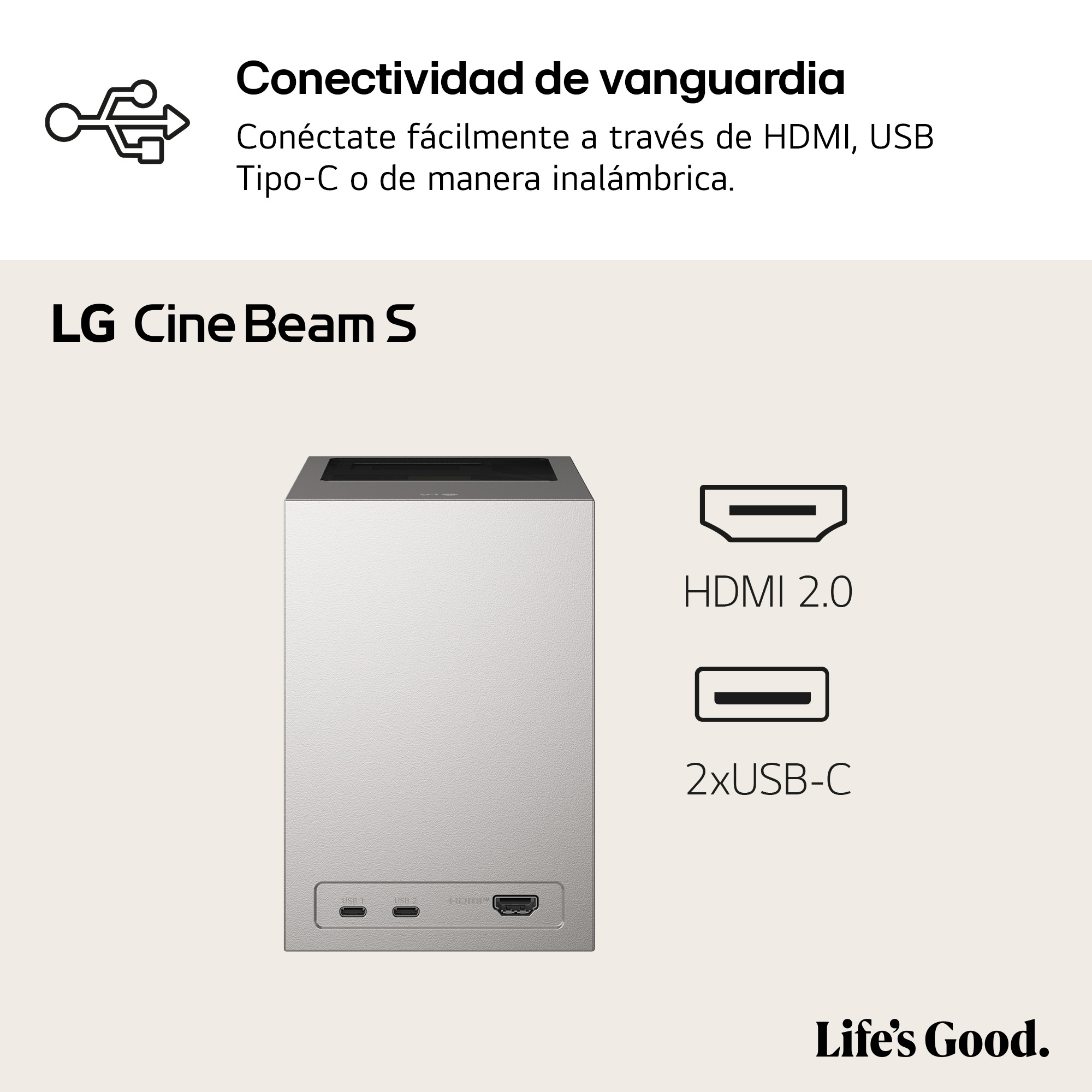 Conectividad de vanguardia. Conéctate fácilmente a través de HDMI, USB Tipo-C o de manera inalámbrica.