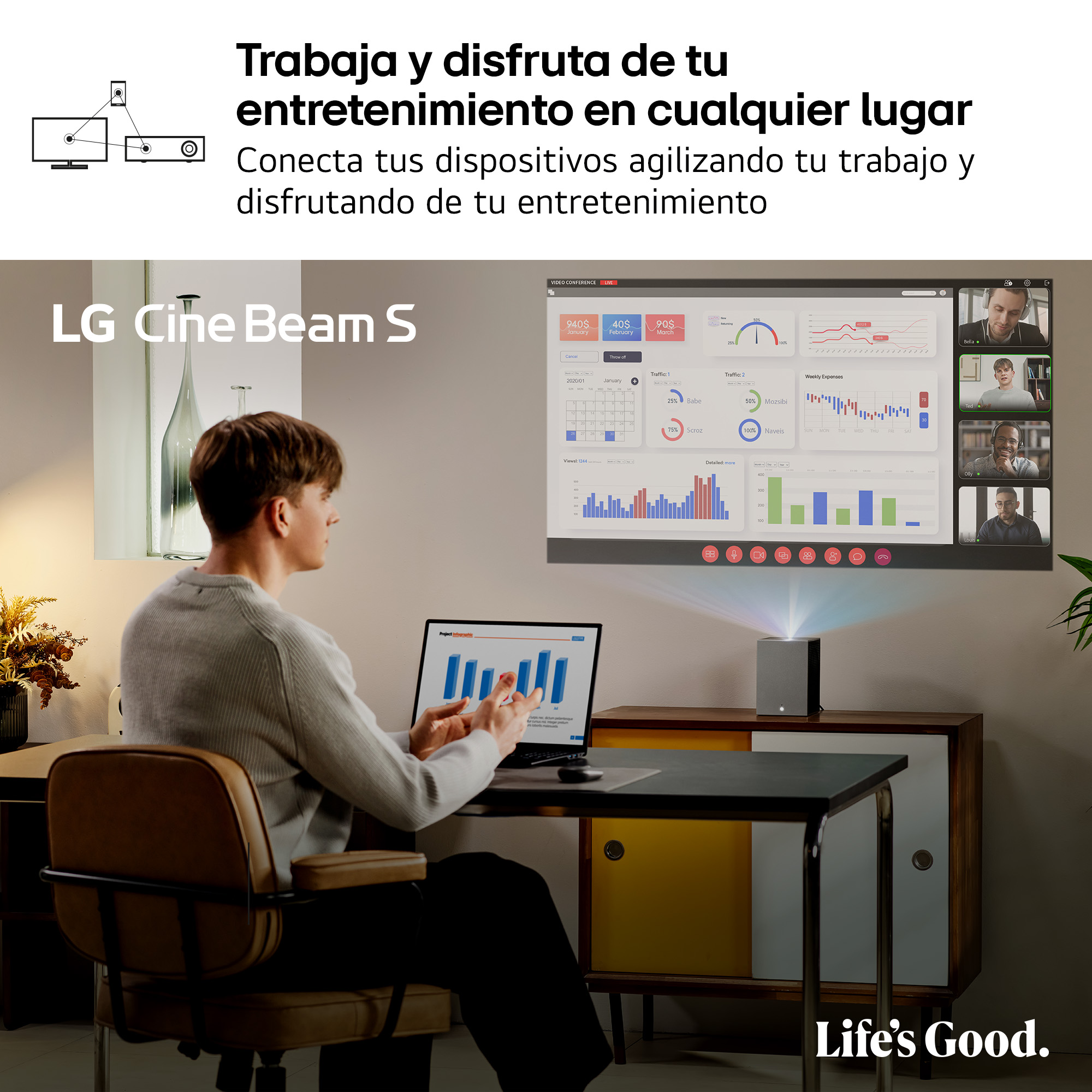Trabaja y disfruta de tu entretenimiento en cualquier lugar. Conecta tus dispositivos agilizando tu trabajo y disfrutando de tu entretenimiento.