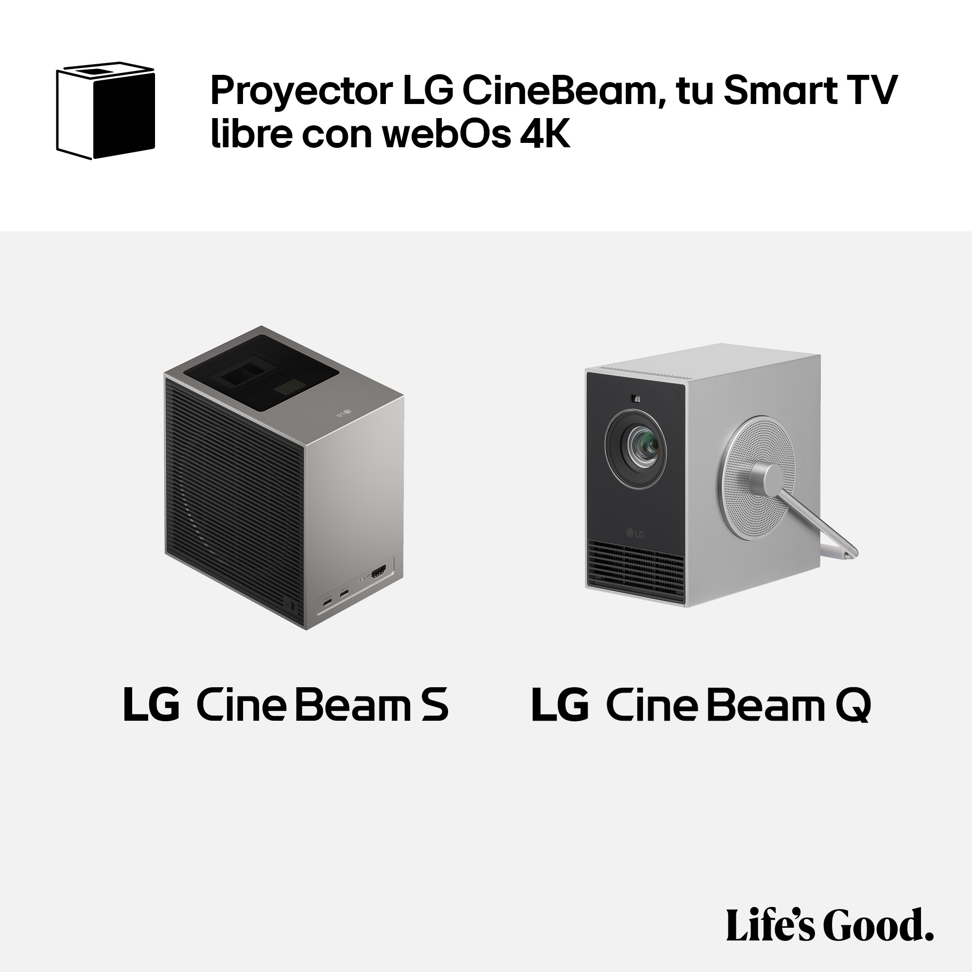 Proyector LG CineBeam, tu Smart TV libre con webOS 4K. LG CineBeam S. LG CineBeam Q.