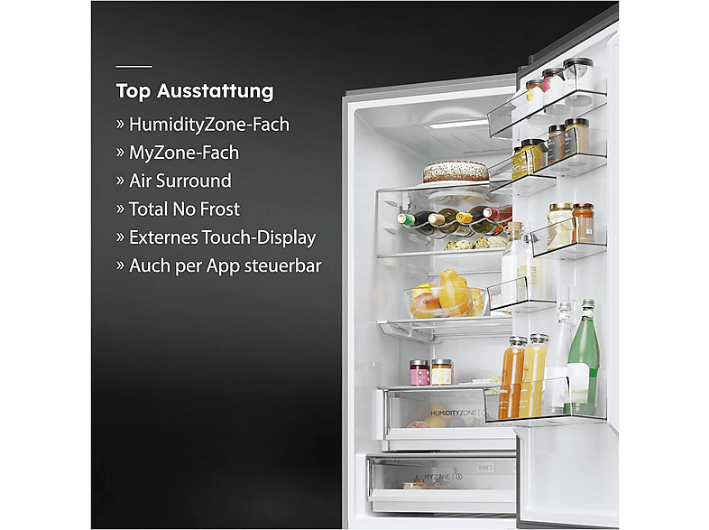 HAIER HDPW5620BNPD 2D 60 SERIE 5 Pro Kühlgefrierkombination (B, 409 l, 2050 mm hoch, Dark inox)