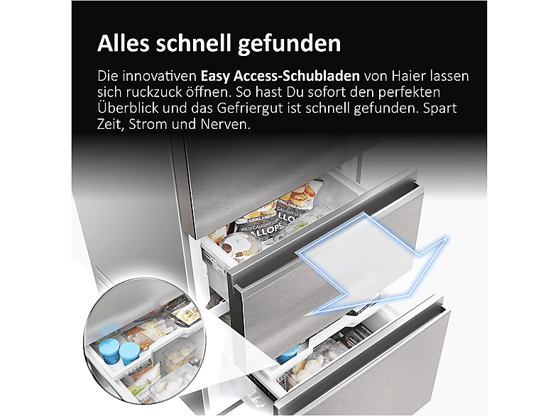 Thumbnail - HAIER HTW5618CNMP 3D 60 SERIE 5 Kühlgefrierkombination (C, 360 l, 1850 mm hoch, Dark Inox)