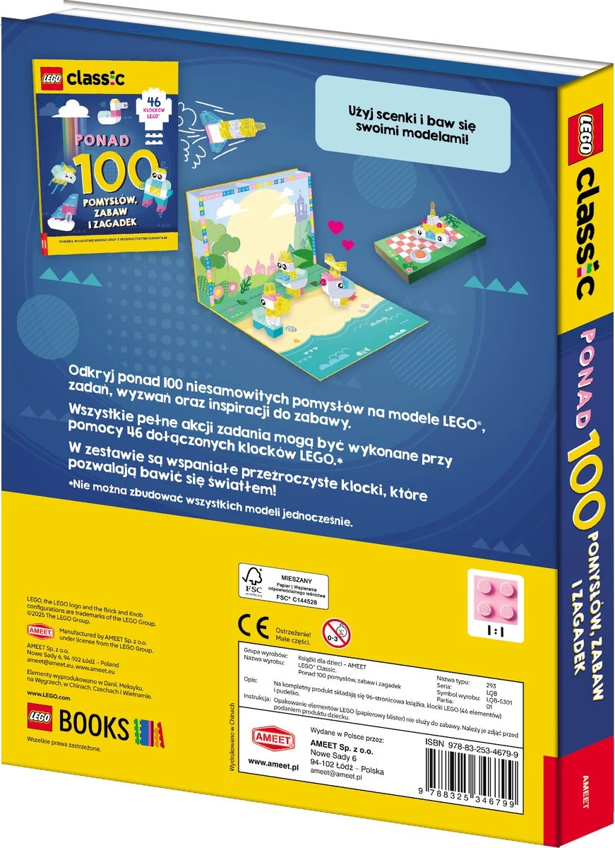 Okładka książki LEGO Classic przedstawia scenę pop-up z figurkami LEGO, tytułem i logo LEGO.