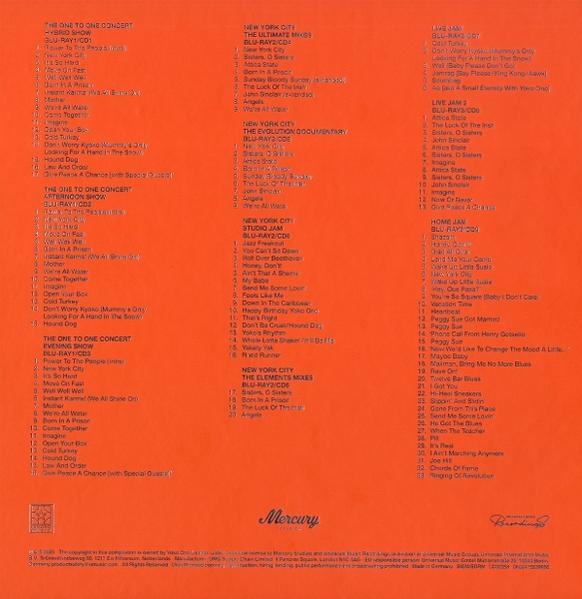Albumcover listet Songtitel und Namen auf. Mercury-Logo unten. Beiger Hintergrund mit orangefarbenem Text.