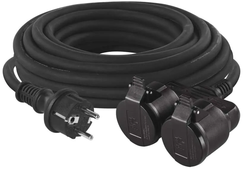 EMOS 10 m hosszabbító, 2 aljzat, fekete (P0701)