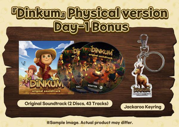Dinkum physische Version Bonus. Enthält Soundtrack-CDs und Jackaroo-Schlüsselanhänger. Die CDs haben ein Cartoon-Bild.