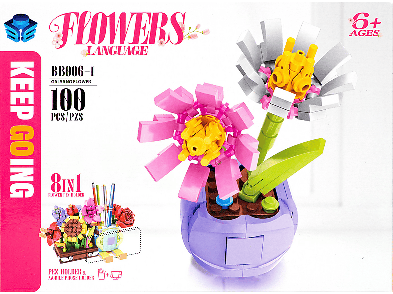 BREBA TRADING Flowers Building Set 1 (Einzelartikel) Bausatz, Mehrfarbig
