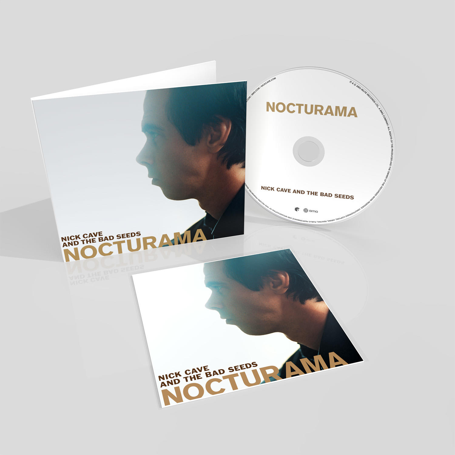 Pochette d'album : CD Nocturama de Nick Cave, avec son profil et le titre de l'album. Comprend CD et livret.