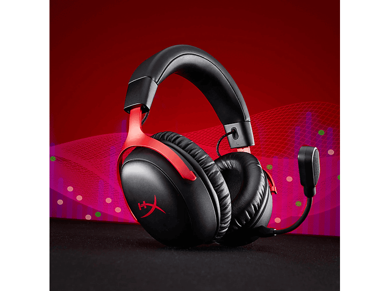 HyperX Cloud III S Wireless Nauszne Czarno-czerwony – zdjęcie 3