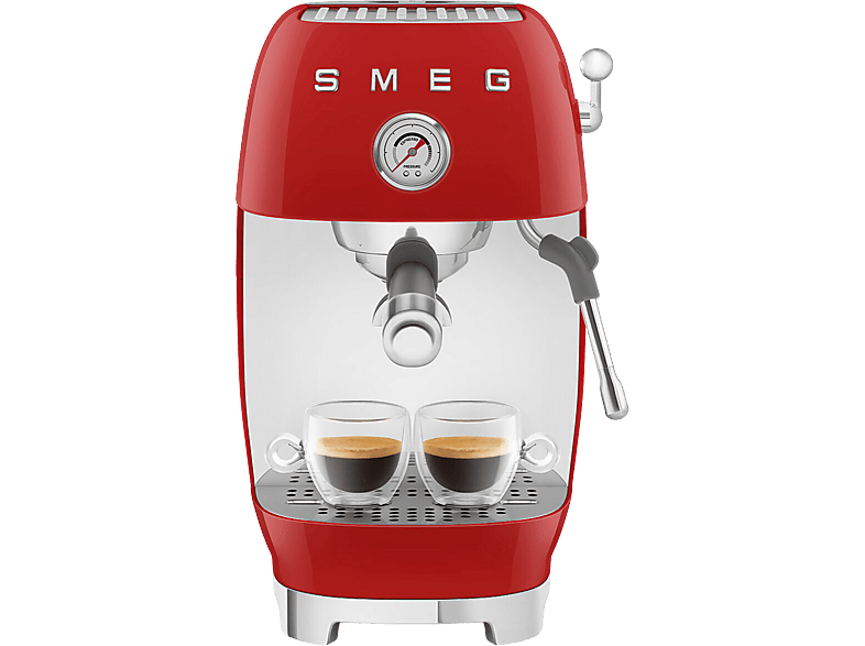 Smeg ECF03RDEU 50's Style Siebträgermaschine (Rot, 1650 Watt, 15 bar)