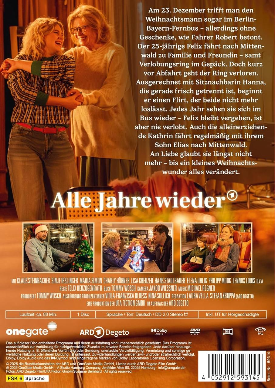Filmposter 'Alle Jahre wieder' mit zwei lächelnden Frauen. Text und Details der Besetzung sind sichtbar.