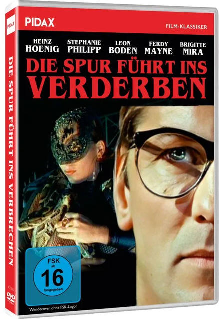 DVD-Hülle mit deutschem Filmtitel. Eine Frau mit Maske und ein Mann mit Brille sind im Bild.