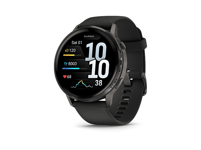 Reloj deportivo – Garmin Venu 4, Negro, 45mm, Pantalla 1.4″, Autonomía 12 Días, Alineación del Sueño, Correa de Silicona