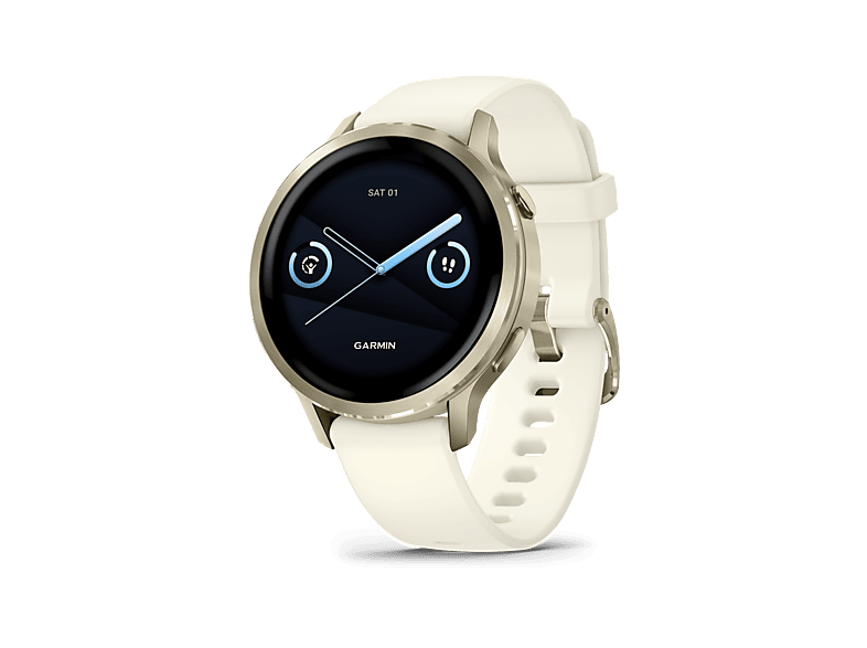 Reloj deportivo - Garmin Venu 4, Blanco, 41mm, Pantalla 1.2", Autonomía 10 Días, Alineación del Sueño, Correa de Silicona