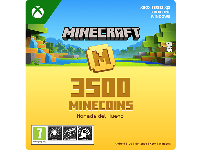 Xbox Series X S & One Windows Minecraft: 3500 Minecoins, Para Android, iOS, Nintendo, PC (Código de descarga) (*Juego base no incluido)