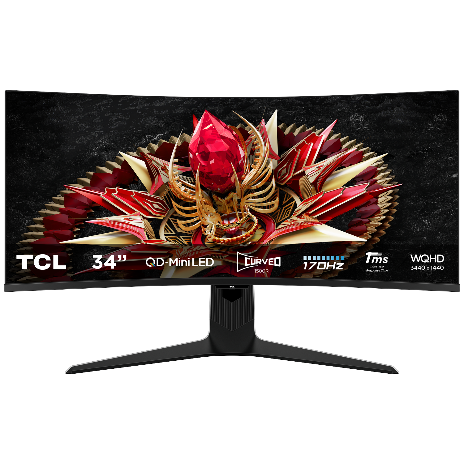 Tcl 34r83q Qd-mini Led Gaming Monitor - 34 Inch Wqhd 3440 X 1440 Ahva (advanced Hyper-viewing Angle) afbeelding
