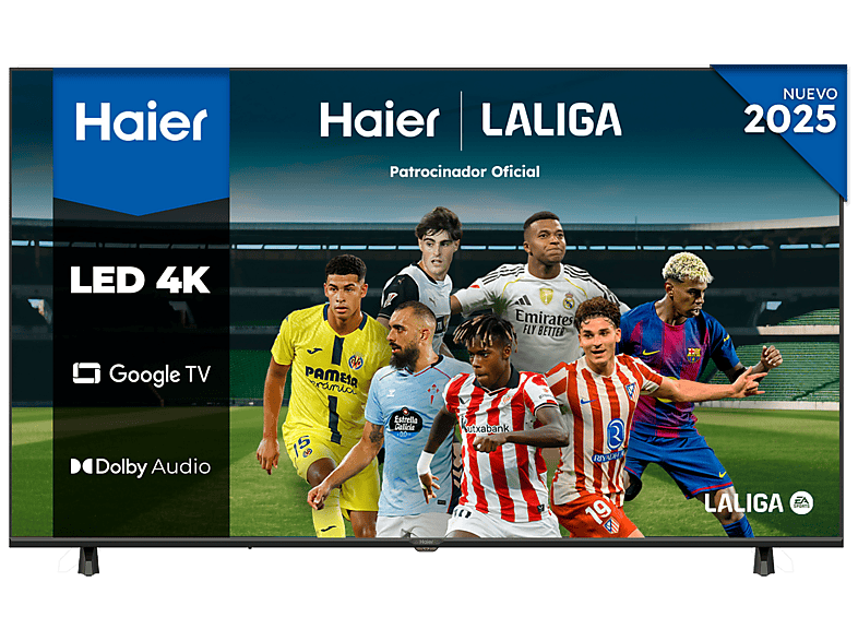 Haier K85 Series H55K85FUX, Smart (Google TV), 4K HDR10, 4x HDMI 2.1, Sonido 43W, Dolby Audio, Negro