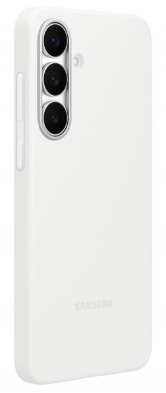 Fehér telefontok Samsung telefonhoz. Három kamerája van. A 'SAMSUNG' szó látható.