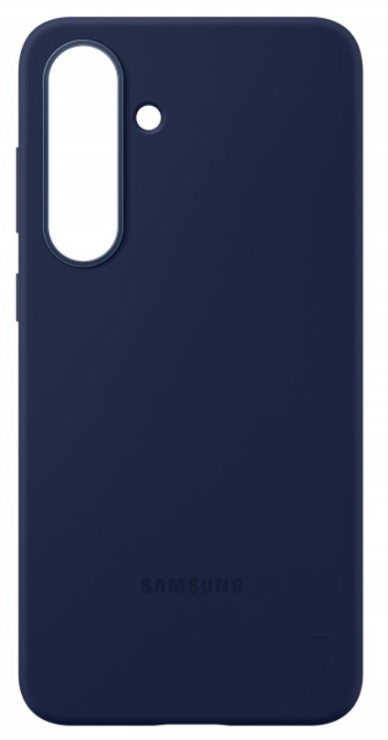 Kékszínű telefontok. Van egy kivágás a kamerának, egy kis lyuk, és a Samsung logója. A tok védi a telefont.