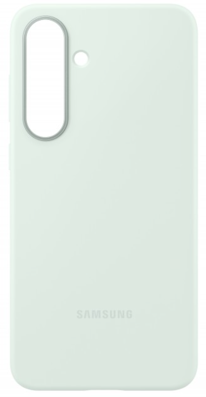 Világoszöld Samsung telefontok. Van rajta egy kamerakivágás, egy lyuk és a Samsung logó.