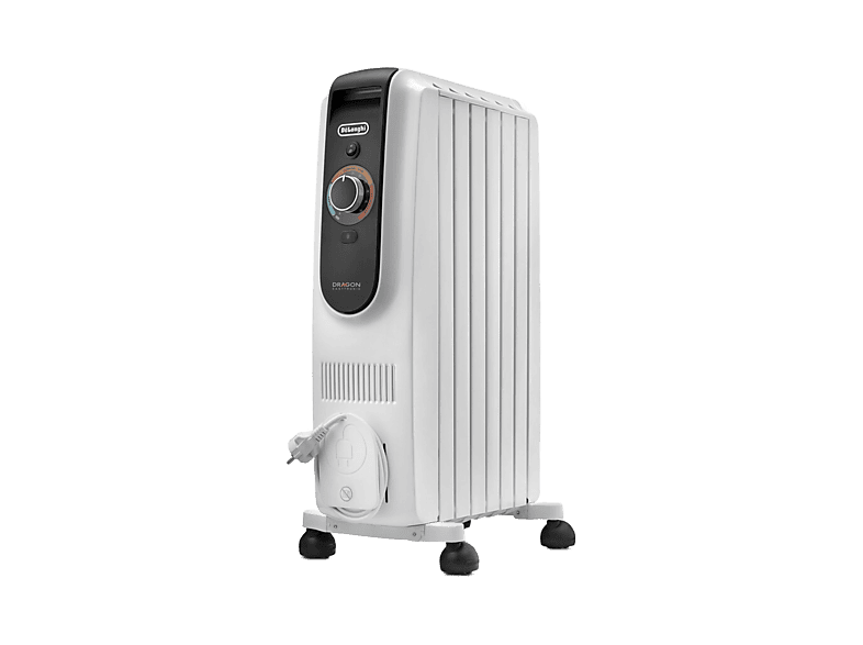 Radiador de aceite - De'Longhi Dragon EASYTRONIC TRD51025, 2500W, 12 niveles temperatura, 10 elementos, Blanco