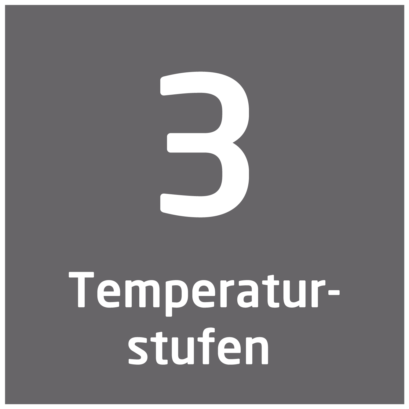 Graues Quadrat mit weißer Zahl 3. Darunter steht weiß 'Temperaturstufen'.