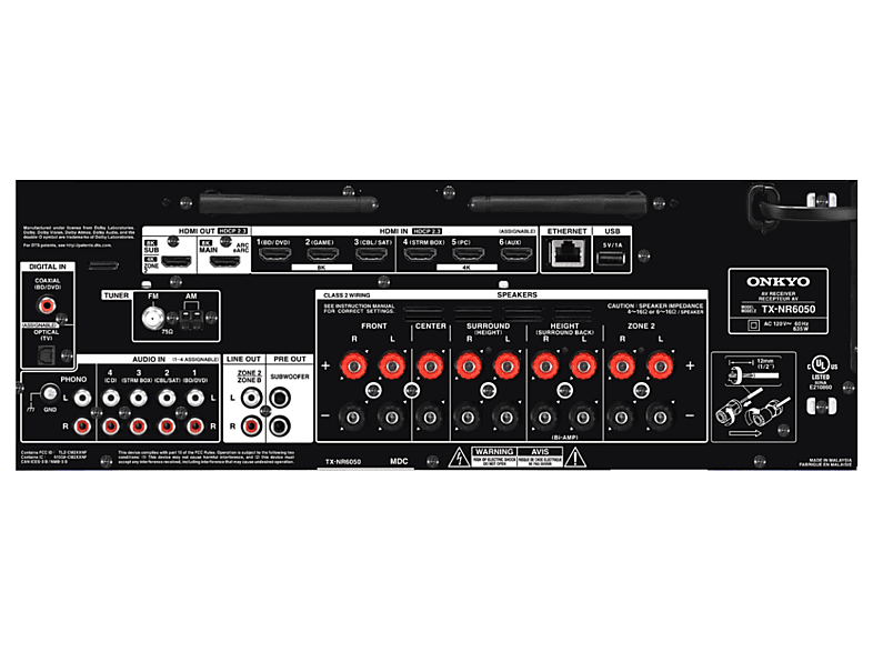 Onkyo TX-NR6050 7.2 Kanal Netzwerk AV Receiver, Schwarz; AV-Receiver — Foto 2 von 2