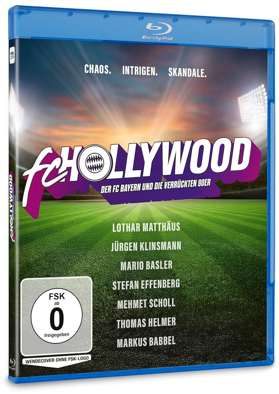 Blu-ray-Cover mit 'FC Hollywood', Fußballfeld, Spielernamen. Blaue Hülle, 'FSK ab 0' Bewertung.