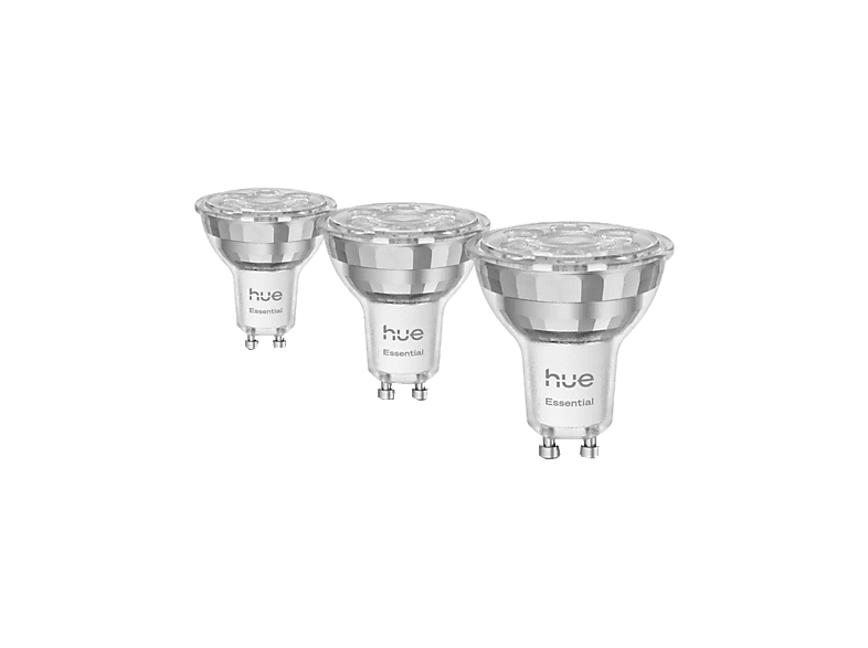 Bombilla Inteligente - Hue Essentials LED GU10 4,7W, 345 Lúmenes, RGB, Compatible Con Alexa, Google, AppleHomekit, 3 bombillas