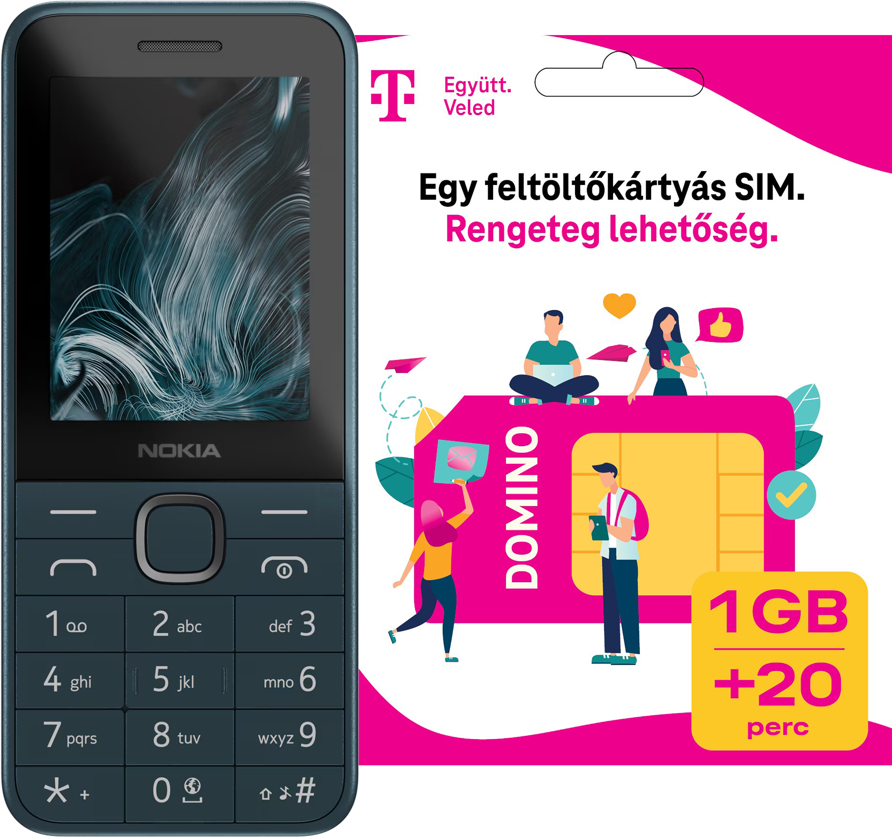 NOKIA 225 4G (2024) DualSIM Sötétkék Kártyafüggetlen Mobiltelefon + Telekom Domino SIM