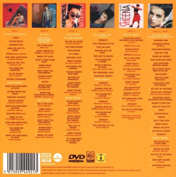 CD-Cover. Verschiedene Scheiben mit Sheena Easton und Songtiteln.