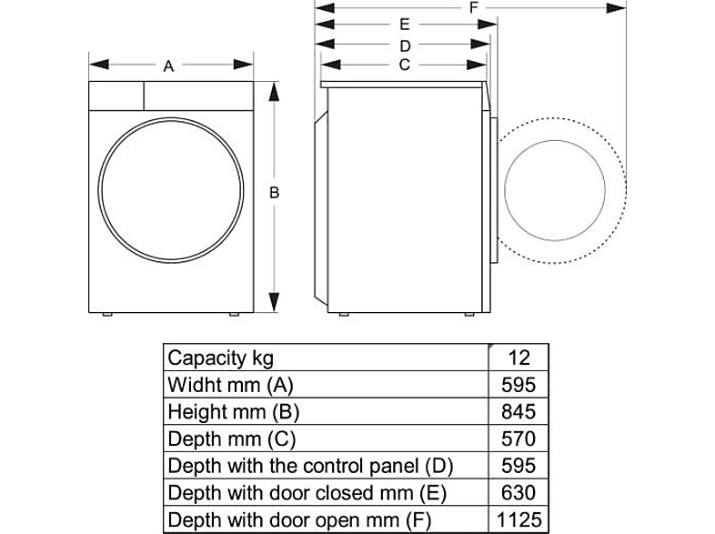 Hisense WD5I1245BWR Waschtrockner (12 kg / 8 kg, 1310 U/Min., freistehend, Weiß) — Foto 4 von 4