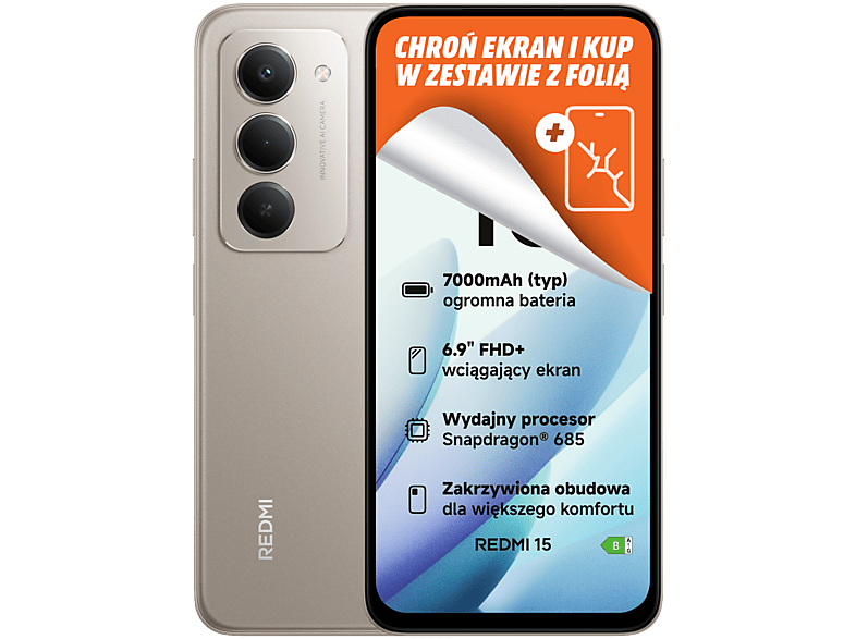 Smartfon XIAOMI Redmi 15 8/256GB 6.9" 144Hz Tytanowy