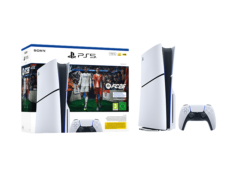 Consola - Sony PS5 Slim Standard, 1 TB SSD, 4K, mando, Chasis E, Blanco + Juego EA Sports FC™ 26 (código de descarga)