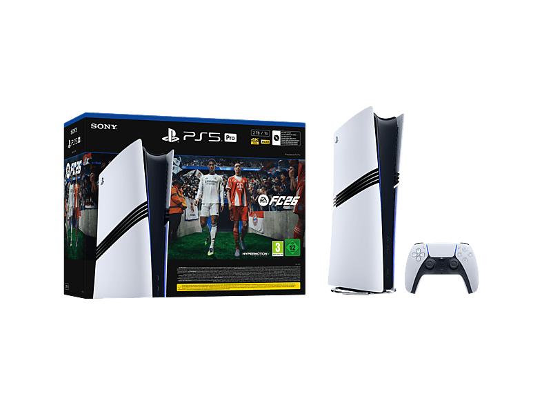 Consola - Sony PS5 Pro (2025), 2 TB SSD, 4K Spectral Super Resolution, 1 mando, Sin lector de discos + Juego EA Sports FC™ 26 (código descarga)