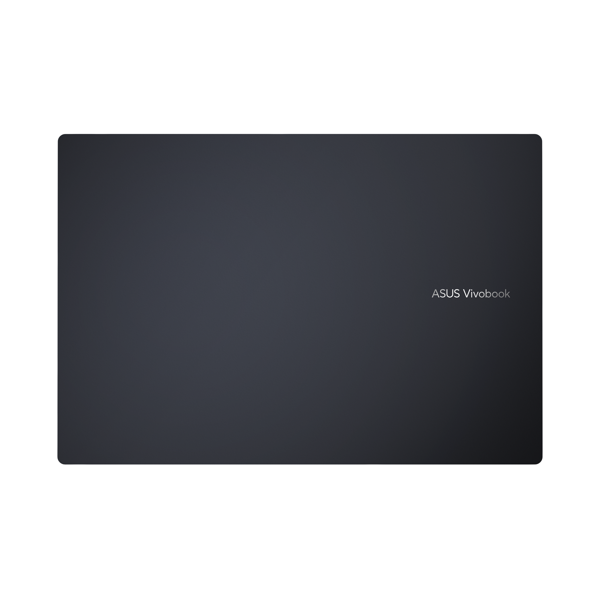 Dunkelgrauer Hintergrund mit weißem ASUS Vivobook-Text auf der rechten Seite des Bildschirms.