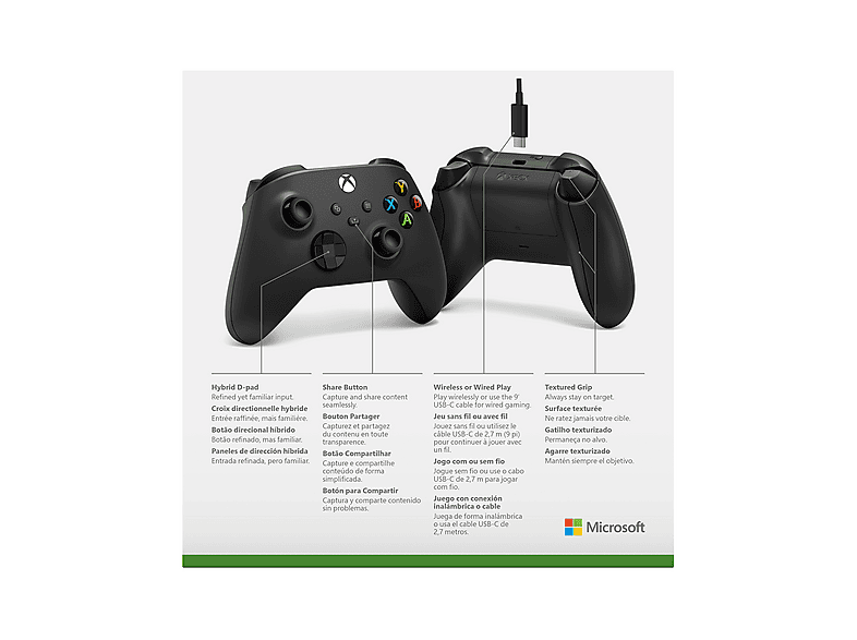 Mando Xbox - Microsoft Inalámbrico Bluetooth + cable USB-C®, Negro, Para Series X S, One, PC, Android, iOS, Mac – imagen 2