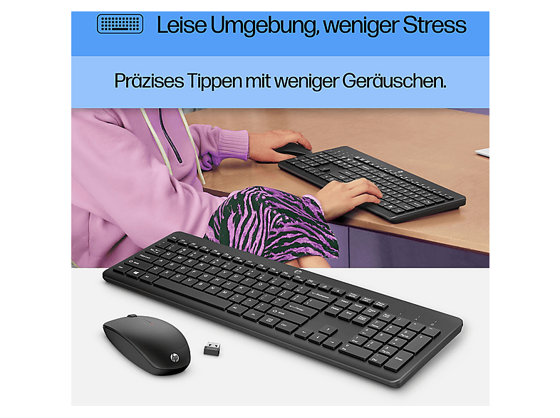 Thumbnail - HP 230 Maus und -Tastatur, Set, kabellos, Schwarz