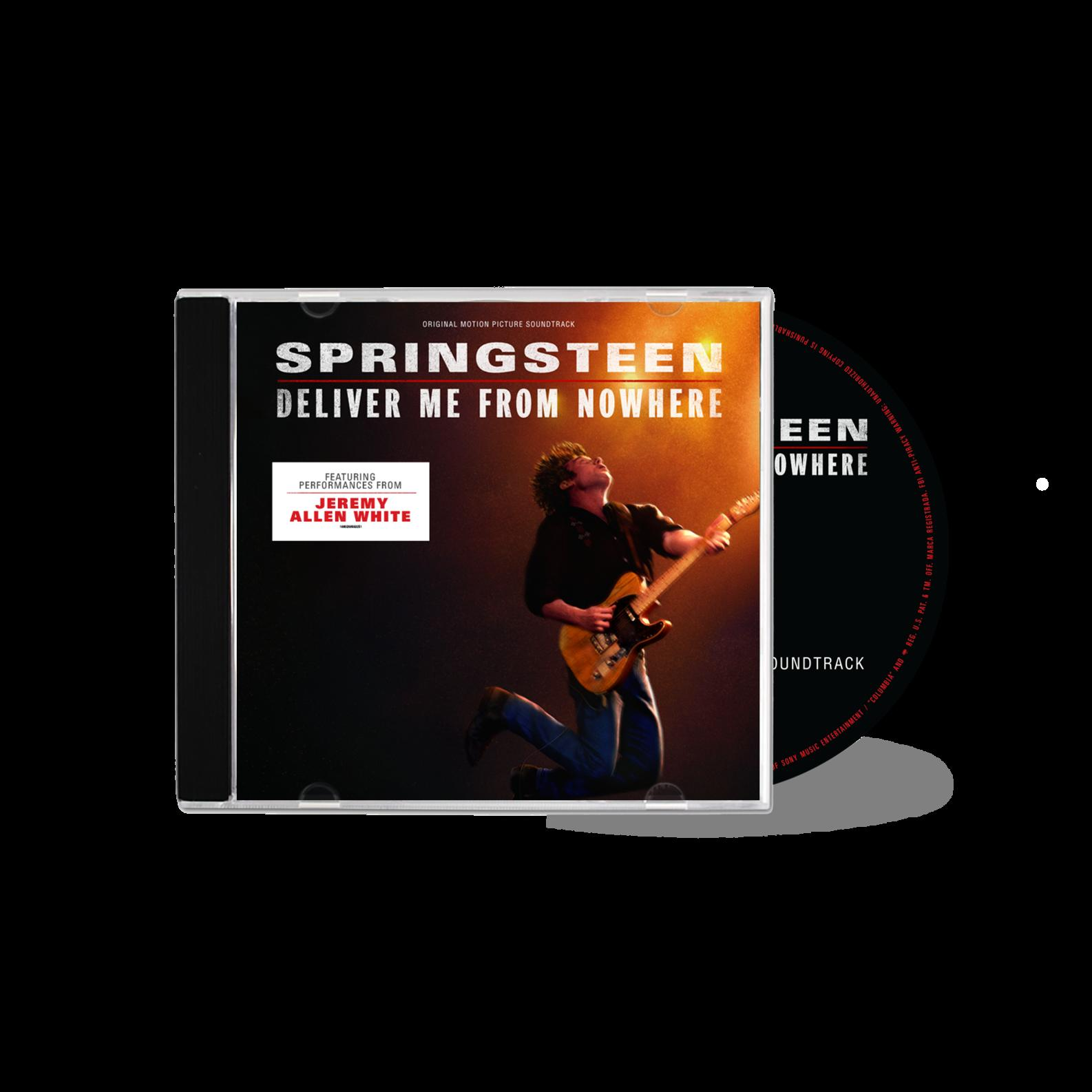 CD-Cover. Springsteen's Deliver Me From Nowhere. Mann spielt Gitarre. Text: Springsteen, Deliver Me From Nowhere.